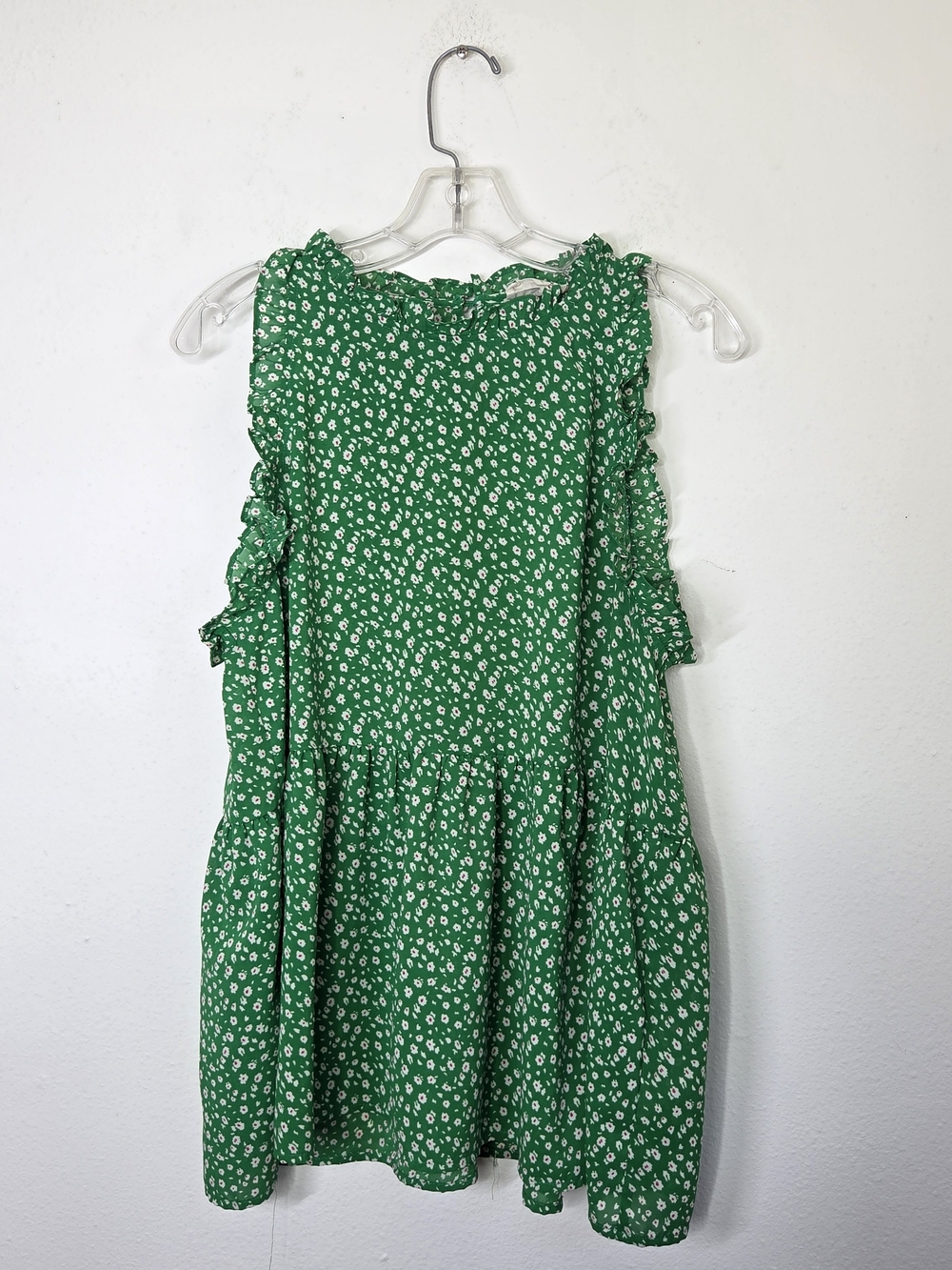 Green Floral Ruffle Sleeve Blouse